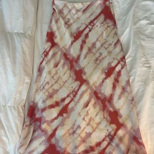 She & Sky red and white tie dye midi skirt